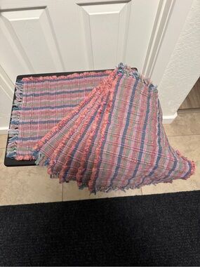 Handwoven Pink and Multi-Color Fringe Table Placemats
